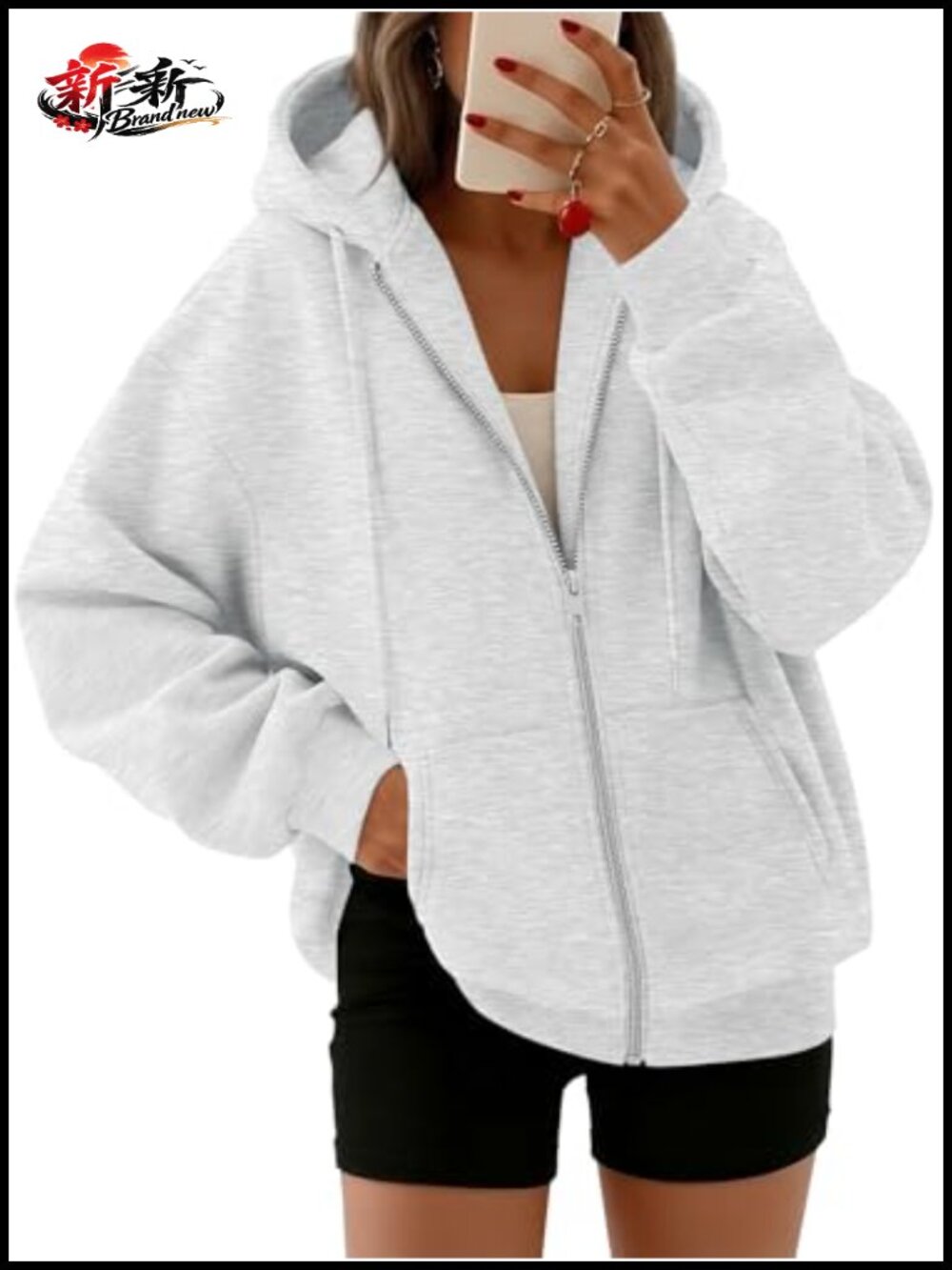 Oversized Y2K Zip Up Hoodie Fleece Heavyweight Sweatshirt